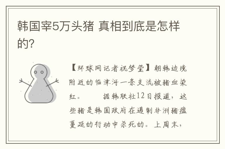 韩国宰5万头猪 真相到底是怎样的？