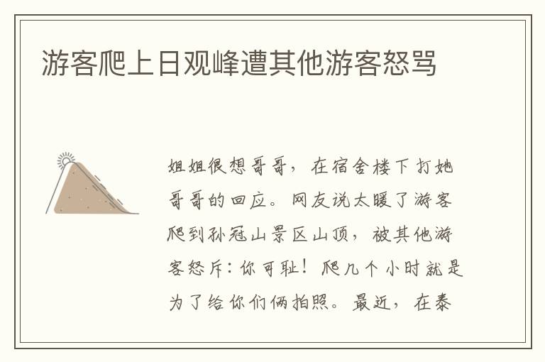 游客爬上日观峰遭其他游客怒骂