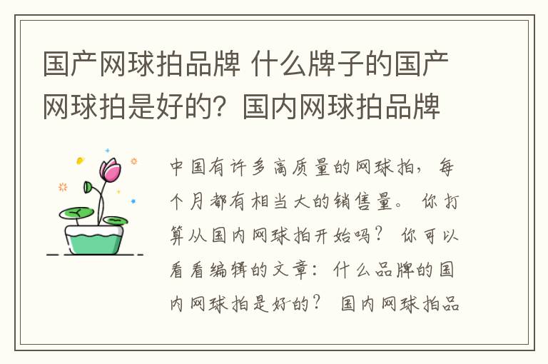 国产网球拍品牌 什么牌子的国产网球拍是好的？国内网球拍品牌排名