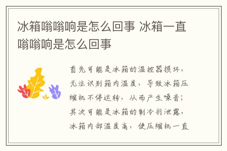 冰箱嗡嗡响是怎么回事 冰箱一直嗡嗡响是怎么回事