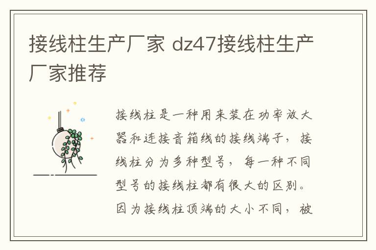 接线柱生产厂家 dz47接线柱生产厂家推荐