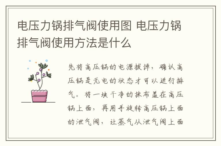 电压力锅排气阀使用图 电压力锅排气阀使用方法是什么