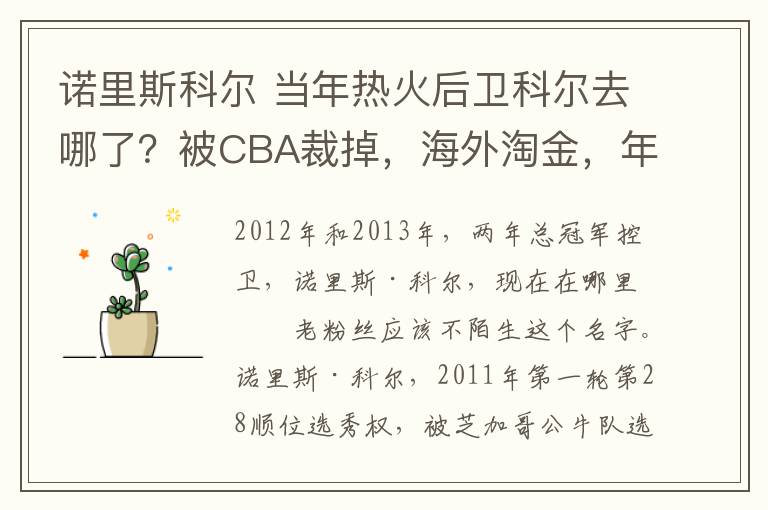 诺里斯科尔 当年热火后卫科尔去哪了？被CBA裁掉，海外淘金，年薪不如周琦！