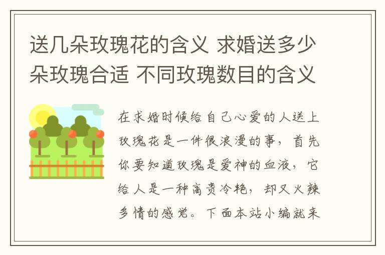 送几朵玫瑰花的含义 求婚送多少朵玫瑰合适 不同玫瑰数目的含义!