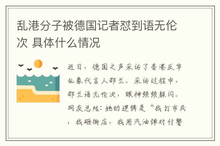 乱港分子被德国记者怼到语无伦次 具体什么情况