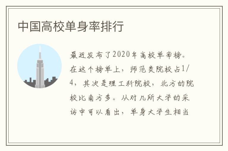 中国高校单身率排行