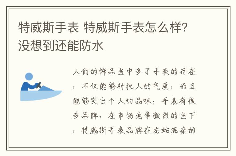 特威斯手表 特威斯手表怎么样？没想到还能防水