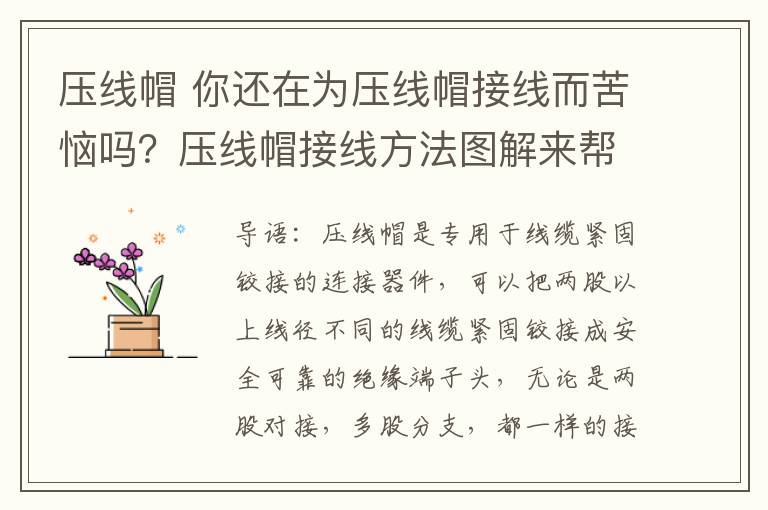 压线帽 你还在为压线帽接线而苦恼吗？压线帽接线方法图解来帮助你