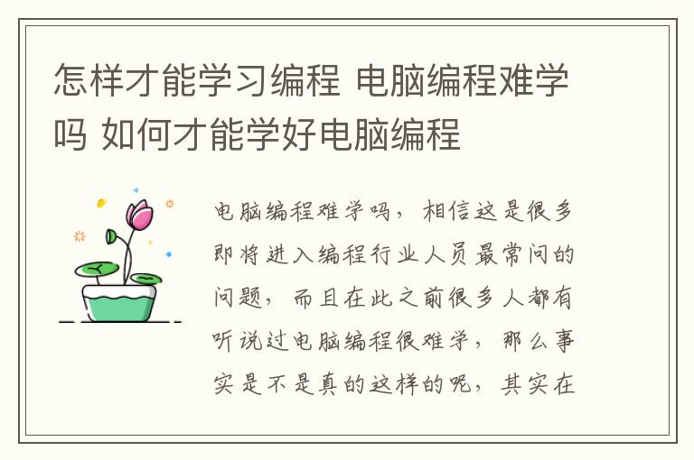 怎样才能学习编程 电脑编程难学吗 如何才能学好电脑编程