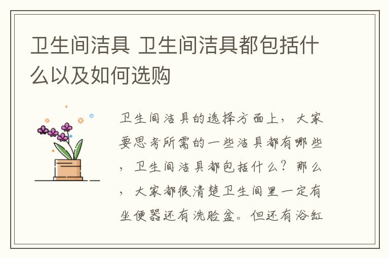 卫生间洁具 卫生间洁具都包括什么以及如何选购