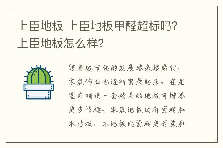 上臣地板 上臣地板甲醛超标吗？上臣地板怎么样？