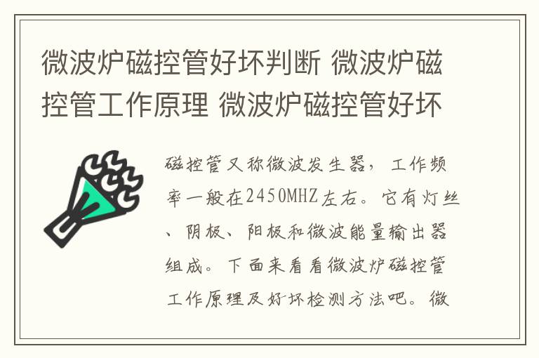 微波炉磁控管好坏判断 微波炉磁控管工作原理 微波炉磁控管好坏检测方法