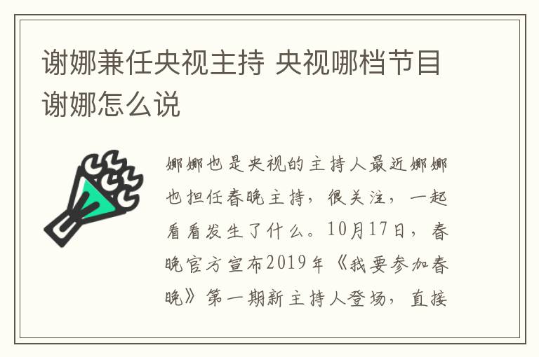 谢娜兼任央视主持 央视哪档节目谢娜怎么说