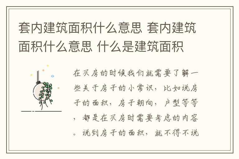 套内建筑面积什么意思 套内建筑面积什么意思 什么是建筑面积