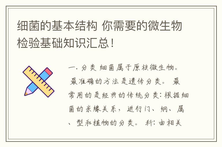细菌的基本结构 你需要的微生物检验基础知识汇总！