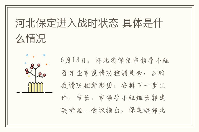 河北保定进入战时状态 具体是什么情况