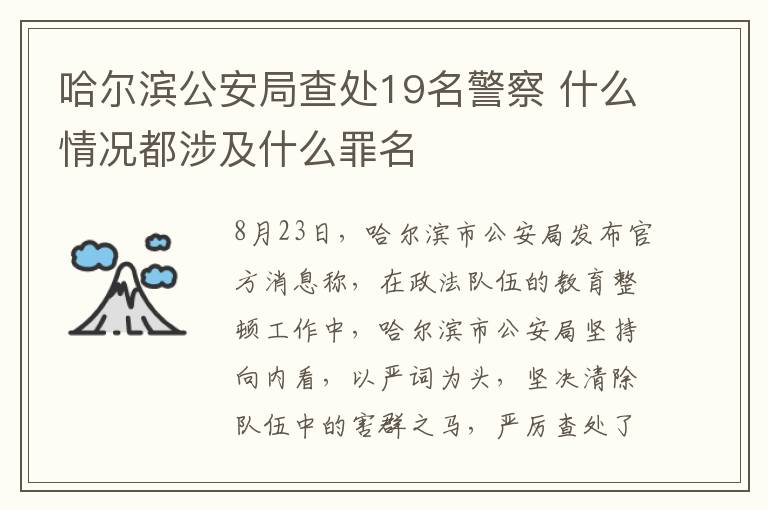 哈尔滨公安局查处19名警察 什么情况都涉及什么罪名