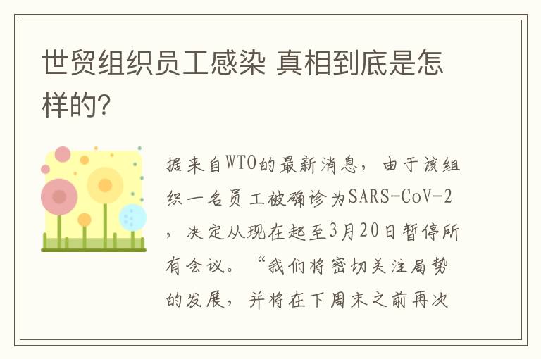世贸组织员工感染 真相到底是怎样的？