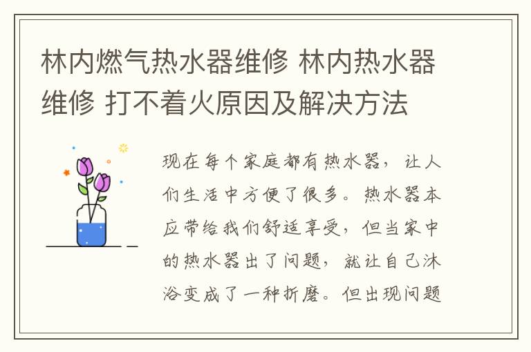 林内燃气热水器维修 林内热水器维修 打不着火原因及解决方法