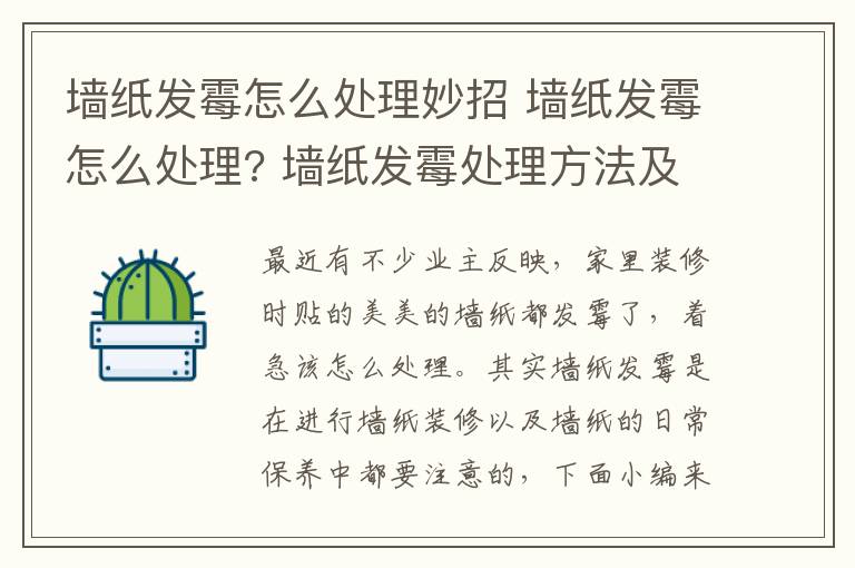 墙纸发霉怎么处理妙招 墙纸发霉怎么处理? 墙纸发霉处理方法及预防措施