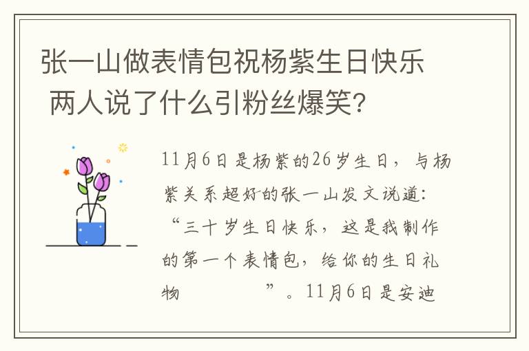 张一山做表情包祝杨紫生日快乐 两人说了什么引粉丝爆笑?