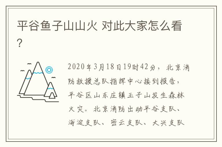 平谷鱼子山山火 对此大家怎么看？