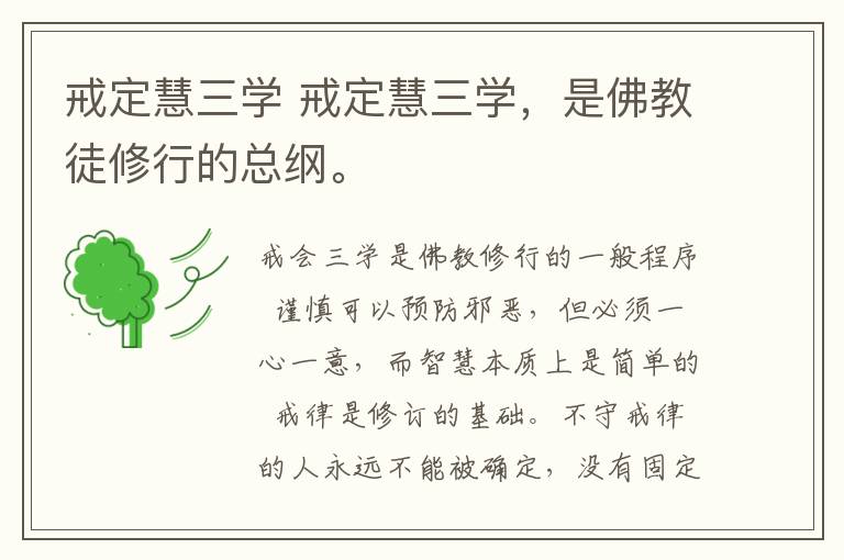 戒定慧三学 戒定慧三学，是佛教徒修行的总纲。