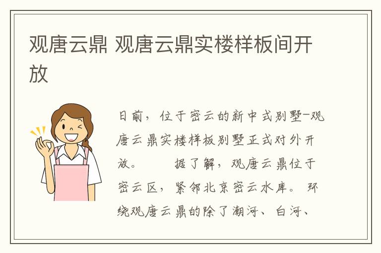 观唐云鼎 观唐云鼎实楼样板间开放