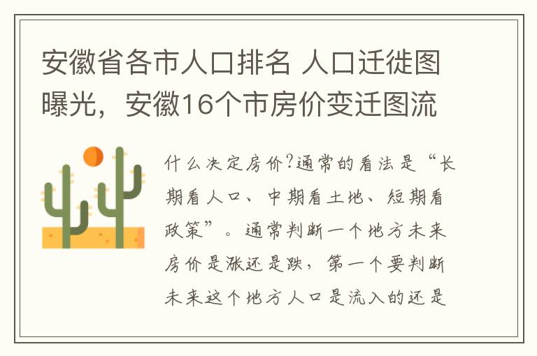 安徽省各市人口排名 人口迁徙图曝光，安徽16个市房价变迁图流出