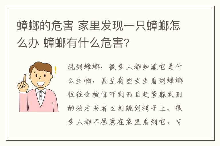 蟑螂的危害 家里发现一只蟑螂怎么办 蟑螂有什么危害?