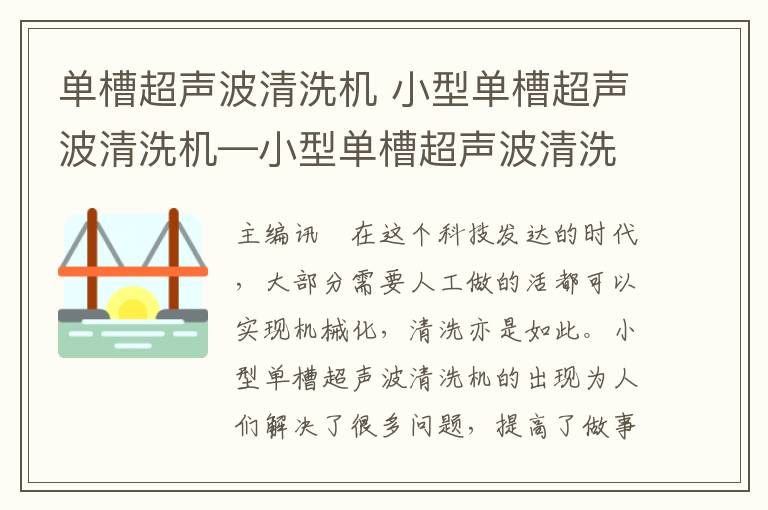 单槽超声波清洗机 小型单槽超声波清洗机—小型单槽超声波清洗机介绍