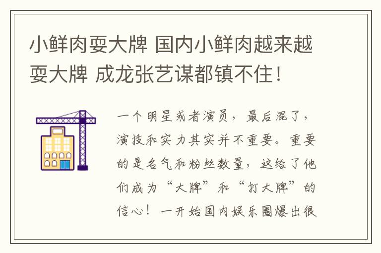 小鲜肉耍大牌 国内小鲜肉越来越耍大牌 成龙张艺谋都镇不住！