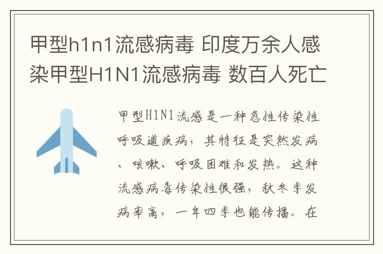 甲型h1n1流感病毒 印度万余人感染甲型H1N1流感病毒 数百人死亡