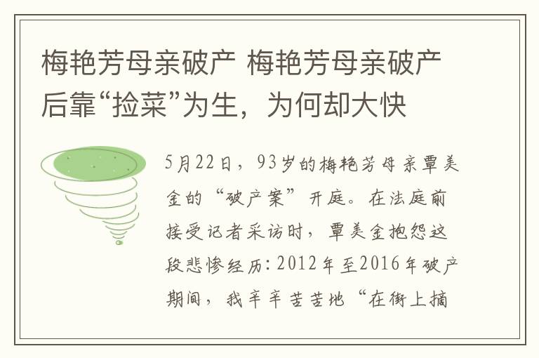 梅艳芳母亲破产 梅艳芳母亲破产后靠“捡菜”为生，为何却大快人心