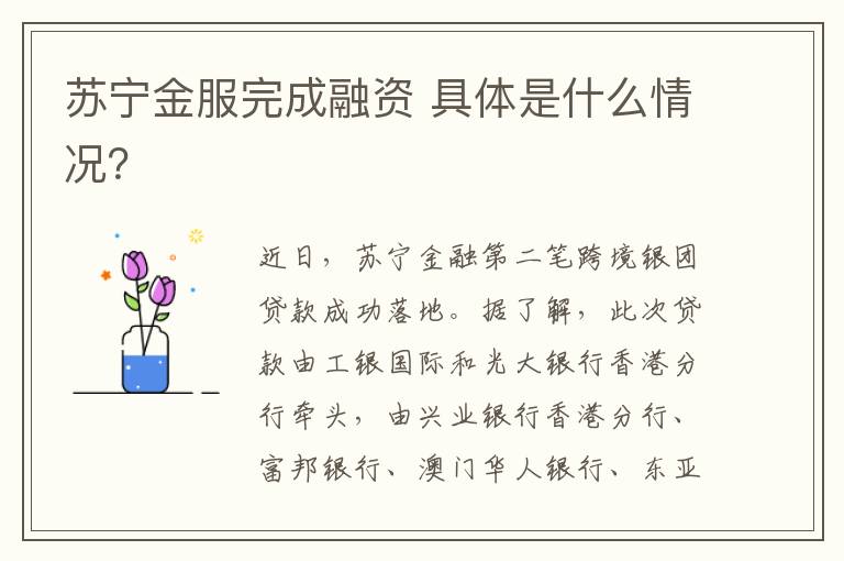 苏宁金服完成融资 具体是什么情况？