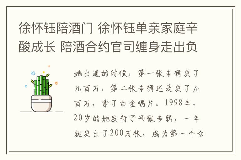 徐怀钰陪酒门 徐怀钰单亲家庭辛酸成长 陪酒合约官司缠身走出负面阴影