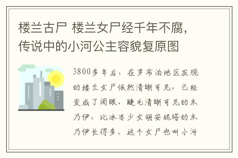 楼兰古尸 楼兰女尸经千年不腐，传说中的小河公主容貌复原图