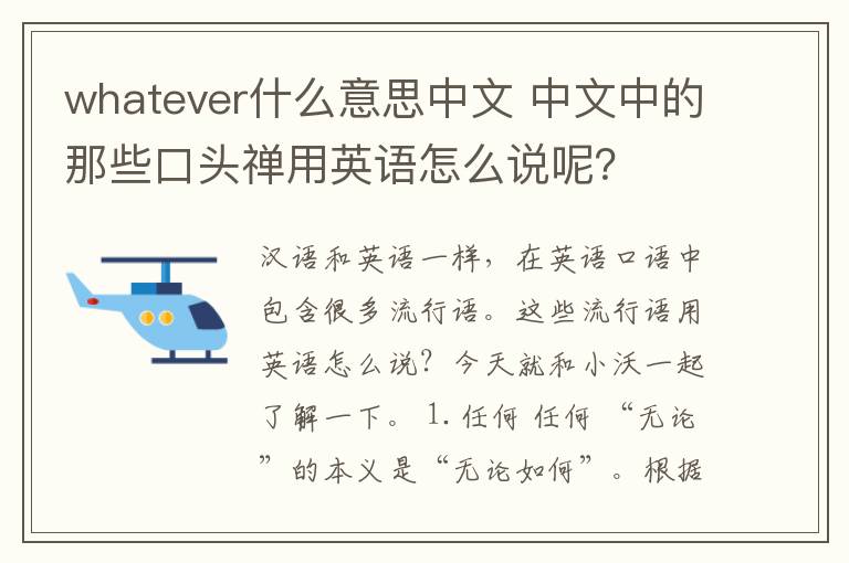 whatever什么意思中文 中文中的那些口头禅用英语怎么说呢？