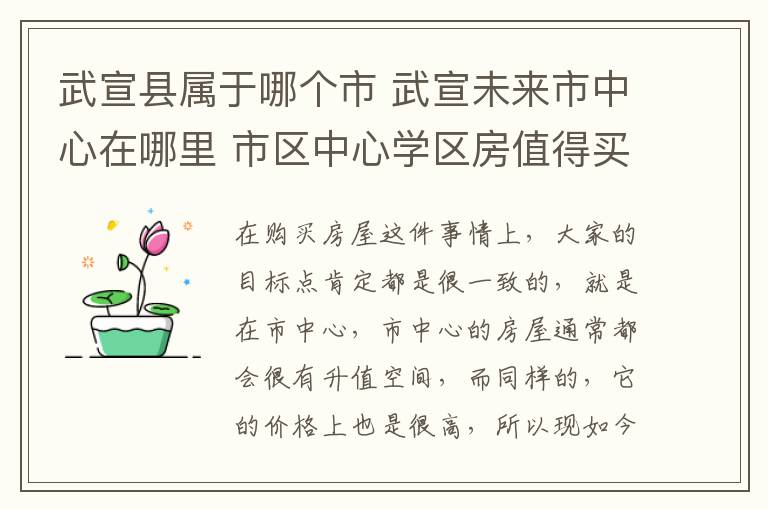 武宣县属于哪个市 武宣未来市中心在哪里 市区中心学区房值得买吗