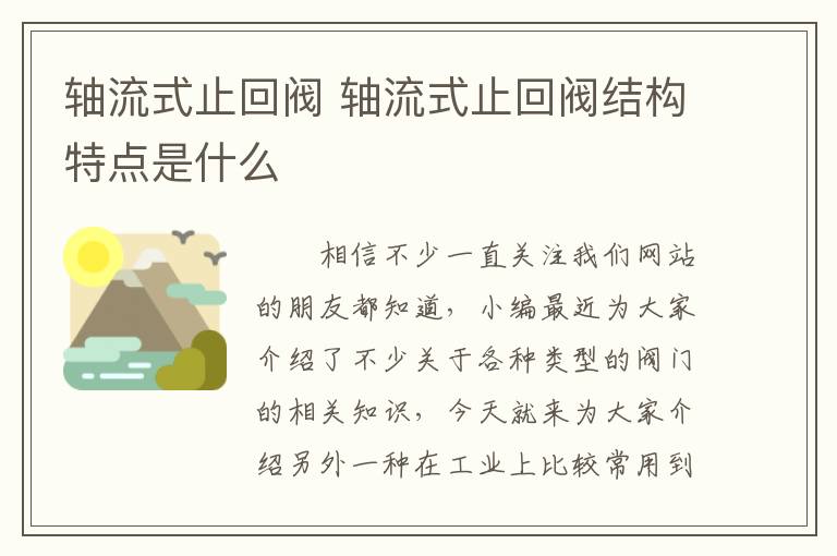 轴流式止回阀 轴流式止回阀结构特点是什么