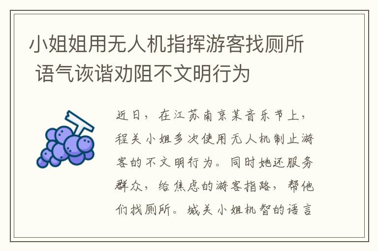 小姐姐用无人机指挥游客找厕所 语气诙谐劝阻不文明行为