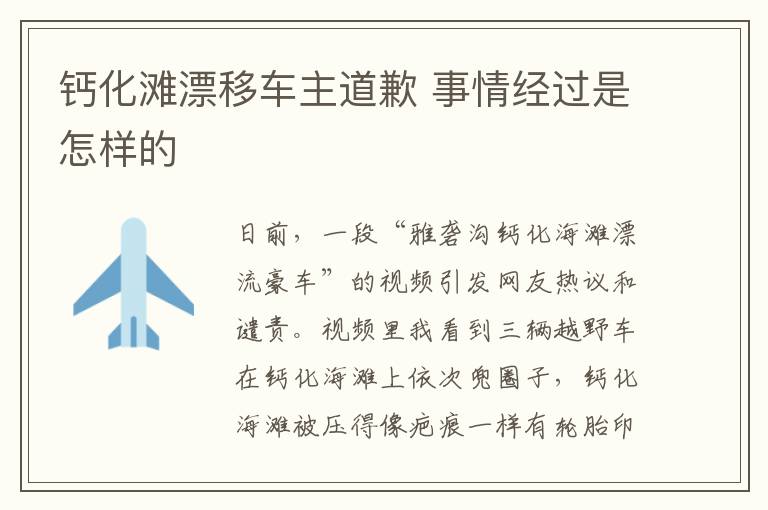 钙化滩漂移车主道歉 事情经过是怎样的