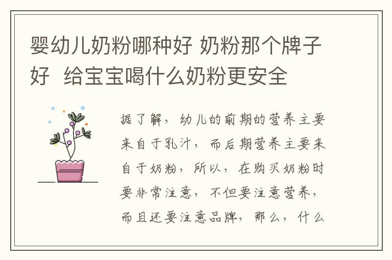 婴幼儿奶粉哪种好 奶粉那个牌子好  给宝宝喝什么奶粉更安全