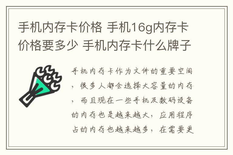 手机内存卡价格 手机16g内存卡价格要多少 手机内存卡什么牌子好