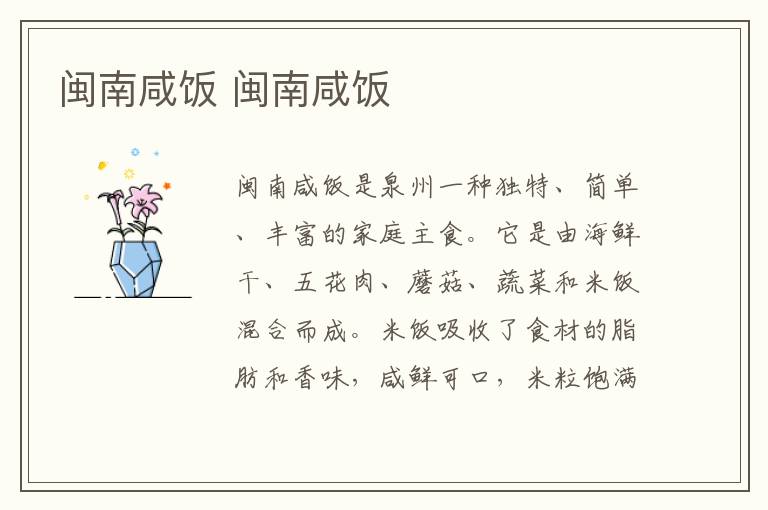 闽南咸饭 闽南咸饭