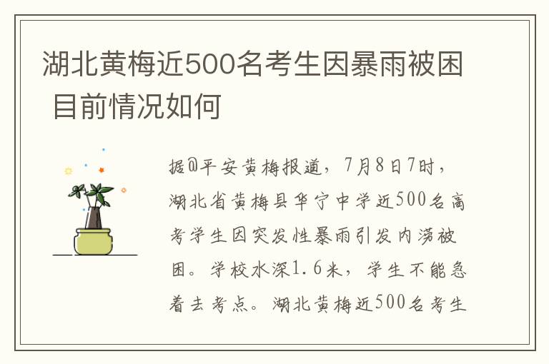 湖北黄梅近500名考生因暴雨被困 目前情况如何