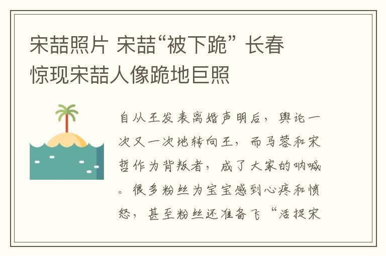 宋喆照片 宋喆“被下跪” 长春惊现宋喆人像跪地巨照