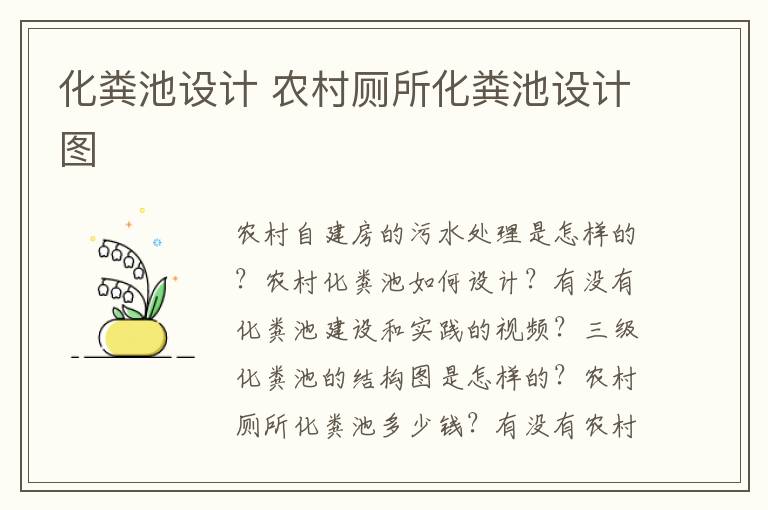 化粪池设计 农村厕所化粪池设计图
