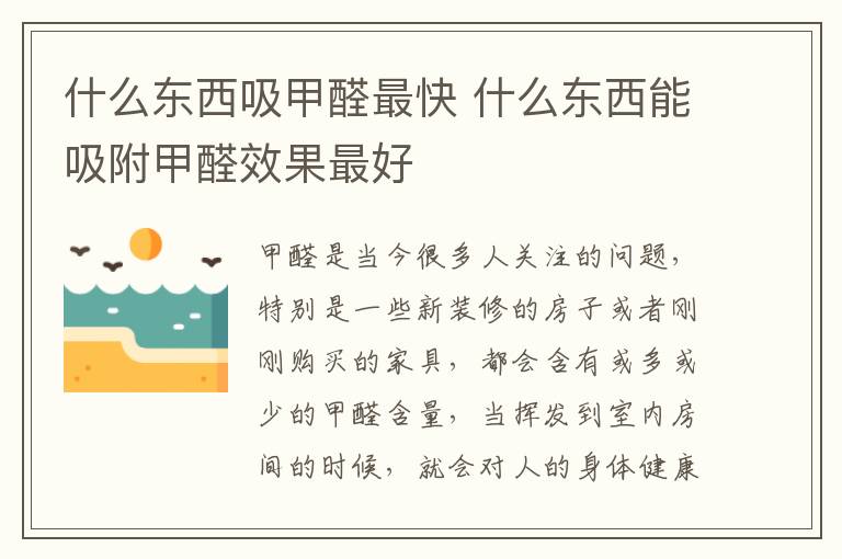 什么东西吸甲醛最快 什么东西能吸附甲醛效果最好