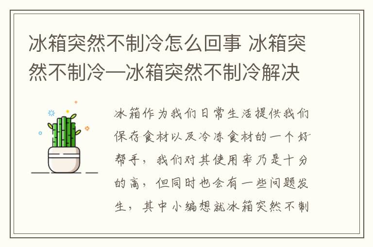 冰箱突然不制冷怎么回事 冰箱突然不制冷—冰箱突然不制冷解决方法